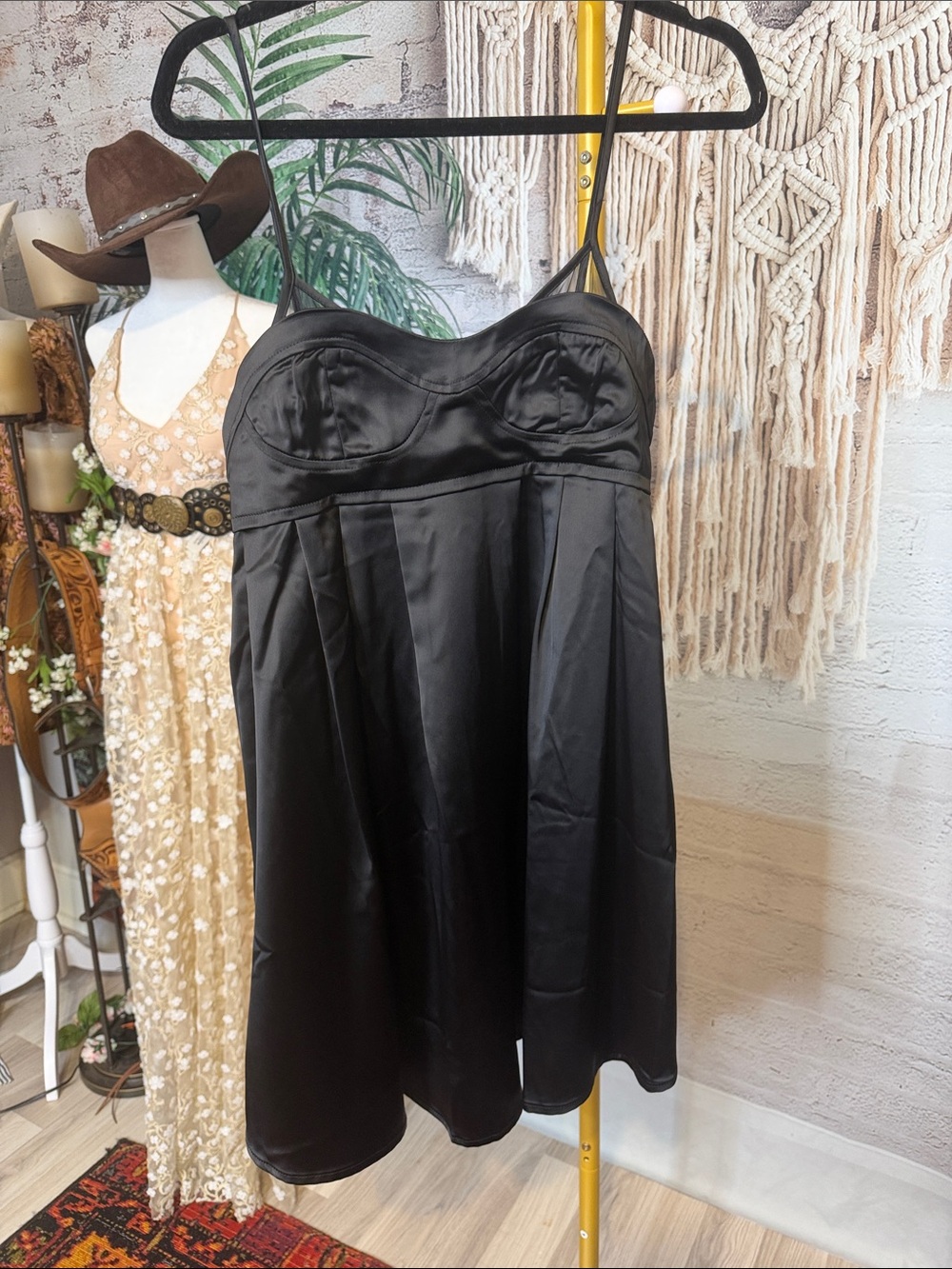 Lucky Brand Black Satin Bustier Dress